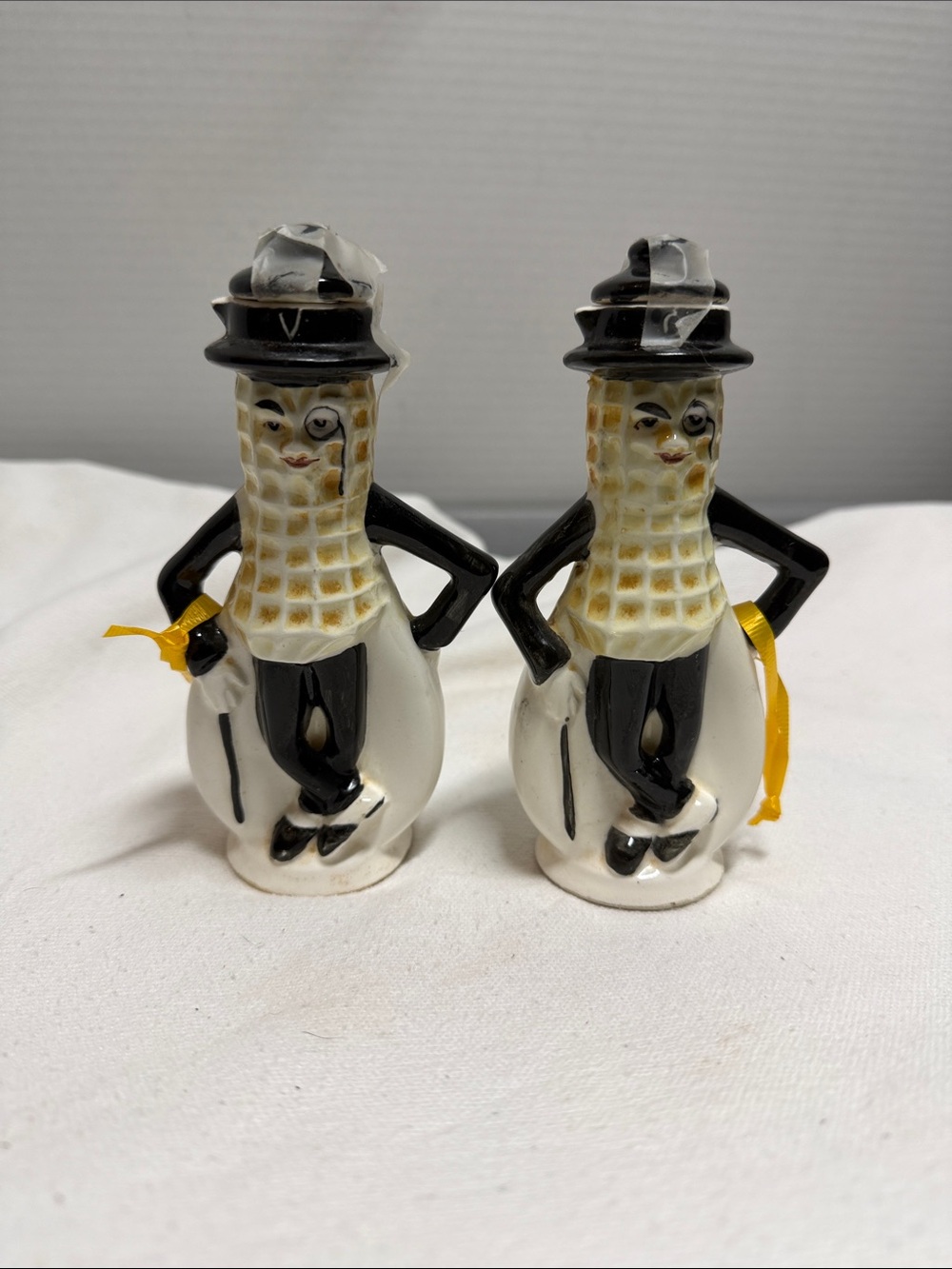 Vintage Mr. Peanut - Black and Cream Oil & Vinegar holders